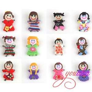 15* Mixed HAPPY GIRL Fimo Polymer Clay Pendants 25*18mm  