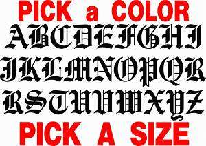 Old English Letter Auto Decal Vinyl PICK SIZE & COLOR  