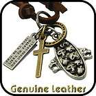   Modeling Genuine Leather Rope Cross Skull Tiger Dog Tag Chian Necklace