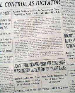 PROHIBITION ENDING Adolph Hitler Becomes Dictator of Germany 1933 NYC 