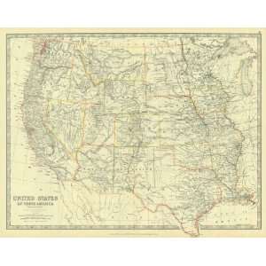   1885 Antique Map of the Western United States