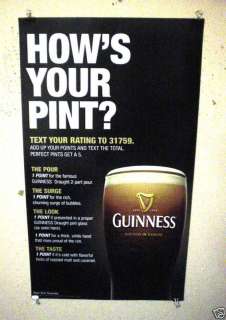GUINNESS BEER POSTER HOWS YOUR GUINNESS PINT GLASS  