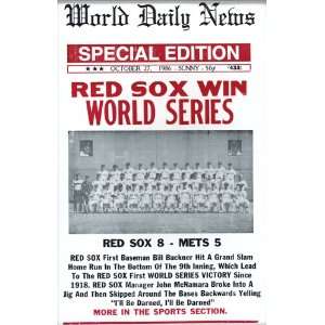  Red Sox Win 86 World Series   Baseball 14 x 22 Vintage 