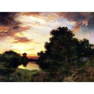 Made Oil Reproduction   Thomas Moran   32 x 24 inches   Sunset on Long 