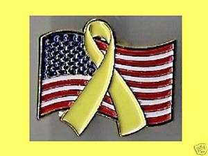 American Flag with Yellow Ribbon Patriotic Pin St  
