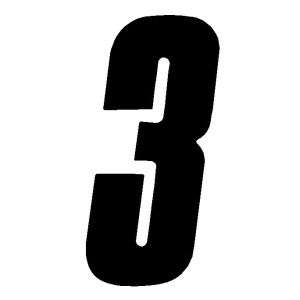 inch tall Black Race Number 3 racing numbers decals  