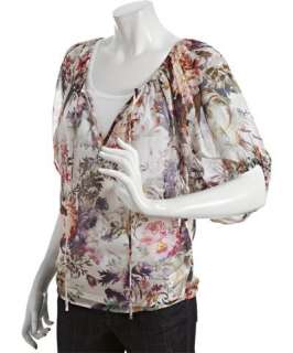 Wyatt ivory floral print silk chiffon blouse