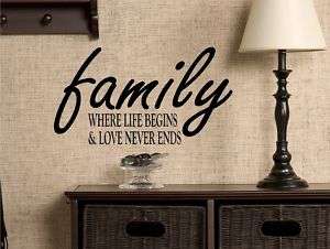 Family Life Quote Vinyl Wall Decal Art Lettering  