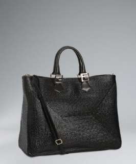 Fendi black straw and canvas Twins shopping tote   
