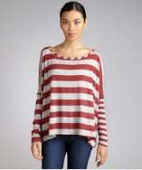   red striped jersey long sleeve cropped back top style# 320157801
