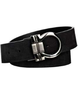 Ferragamo black leather logo buckle belt  