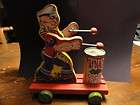 ANTIQUE RARE 1930 POPEYE DRUMMER PULL TOY w/SPINACH CAN