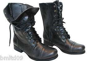 Ladies New Combat Miltiary Army Worker Lace Zip Womens Ankle Boot 