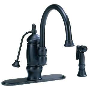 Belle Foret N14104 Deck Mount Kitchen Faucet with Pump Handle and Side 