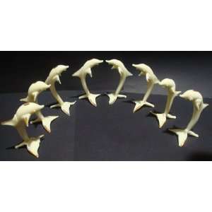  Set of 8 Blown Glass White Dolphin Figurine Everything 