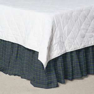  Drk Blue And Green Block Watch Plaid, Fabric Bed Skirt 