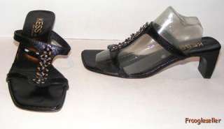 Kess womens slide heels shoes 6 M black leather  