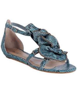 Pour la Victoire steel blue snake printed Ella ruffle sandals 