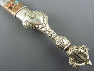 11 Tibet Tibetan Silver Armor Crystal Phurpa Dagger  