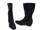 Bumper Womens Mid Calf Micro Suede Boots Black Size 8M NWOB