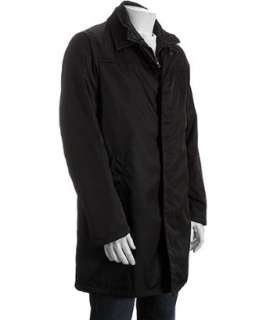 Prada black nylon snap front raincoat   