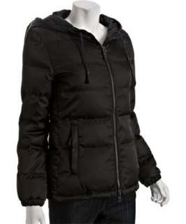 Prada black quilted drawstring hooded down jacket   