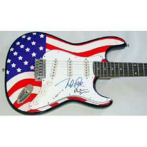Beach Boys Autographed Signed USA Flag Guitar & Proof