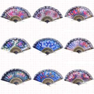   Spanish Embroidered Cloth Folding Hand Fans NEW Flower Lace wholesale