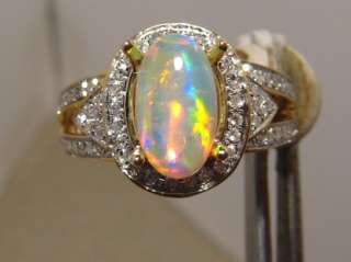 GEM CRYSTAL OPAL & DIAMOND RING 14k Gold  Layaway Available  