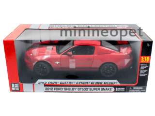 COLLECTIBLES 2012 FORD SHELBY MUSTANG GT500 SUPER SNAKE 1/18 RED w 