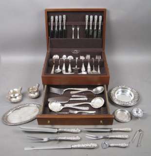   Repousse Sterling Silver Flatware & Serving Pieces 102+ Ozt  