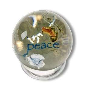   Sphere with Natural Earth Continents with Peace in 37 Languages Inside