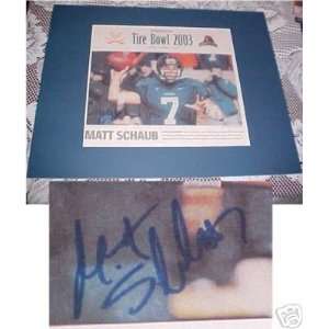 NFL 2003 Matt Schaub Tire Bowl Paper SIGNED Matted JSA   NFL 