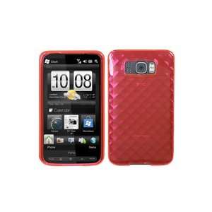  HTC HD2 Flexible TPU Skin Case   Pink Check Cell Phones 