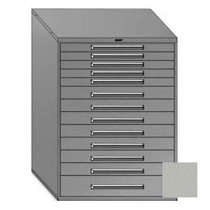   45W Modular Cabinet 13 Drawers, 59H & Lock Textured Dove Gray