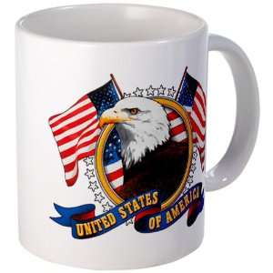   Mug (Coffee Drink Cup) Bald Eagle Emblem with US Flag 