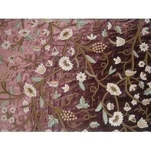  Crewel Fabric Grapes Slate Burgundy Cotton Viscose Velvet 