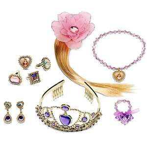 Disney Rapunzel Costume Accessories Tiara Crown Hair Rings Earrings 