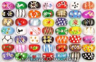 Wholesale 100 ReMarKaBle Hand Paint Chunky Lucite Ring  