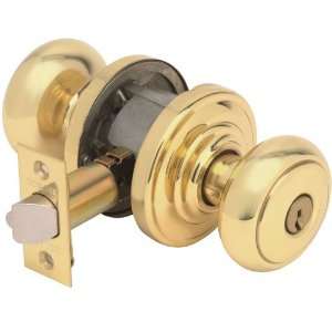   F51AND605 Andover Keyed Knob Exterior Door Hardware   Polished Brass