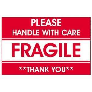  3 x 5 Fragile Shipping Labels   Please Handle with Care 
