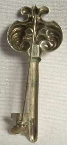 BEAU sterling silver ANTIQUE SKELETON KEY pin brooch 2 1/4 inches long 
