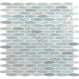  Spa Oval Green Linea Onde Collection Glossy Glass Tile 