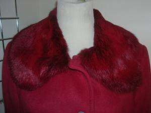 LELA ROSE Red Super Soft Wool Coat w/ Fur Collar 6/8  
