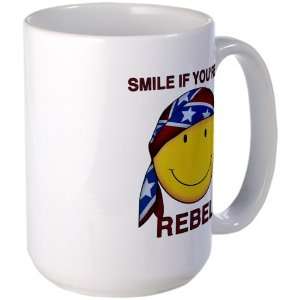 Large Mug Coffee Drink Cup US Rebel Flag Smiley Face Smile If Youre A 
