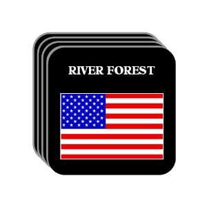 US Flag   River Forest, Illinois (IL) Set of 4 Mini Mousepad Coasters