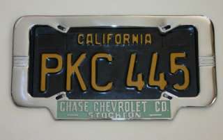 Chase Chevrolet Dealer Stockton, California License Plate Frame 1940 