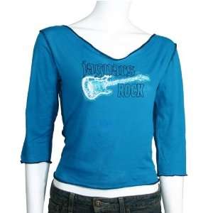  Jacksonville Jaguars Teal Ladies Guitar 3/4 Sleeve T shirt 