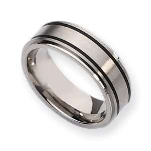  Titanium Black Rubber Accent 8mm Brushed And Polished Band 