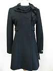 NWT DALE DREESIN 3/4 WOOL COAT/ JACKET RUFFLE BLACK SIZE 2 /MSRP $750 